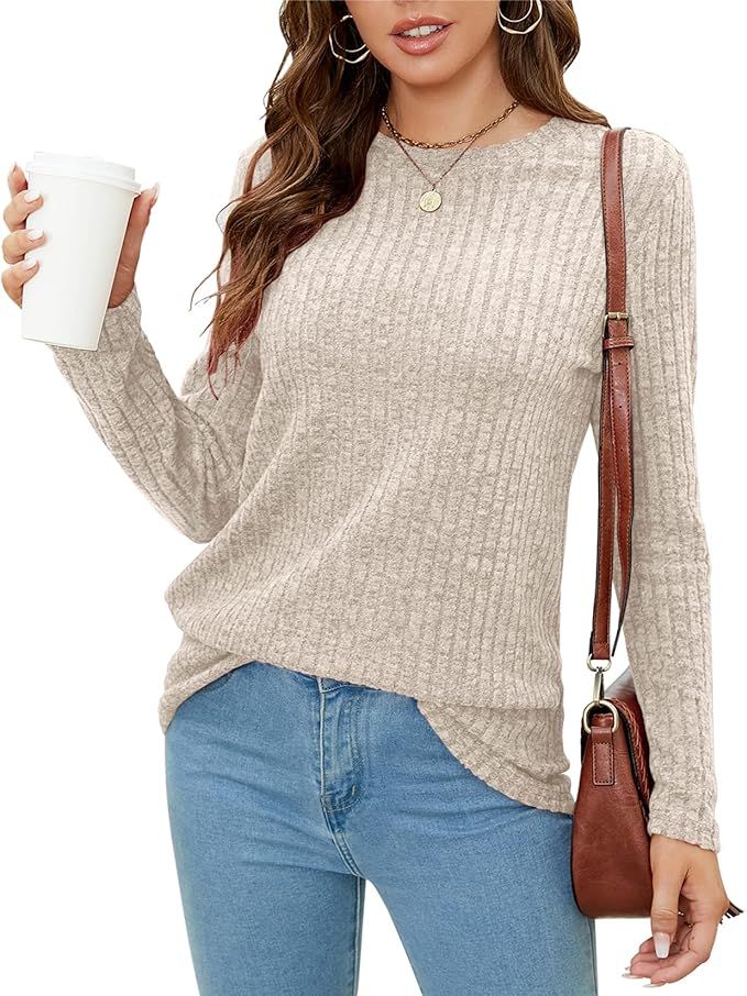 SimpleFun Women's Tunic Sweaters Lightweight Fall Casual Long Sleeve Crewneck Pullover Tops | Amazon (US)