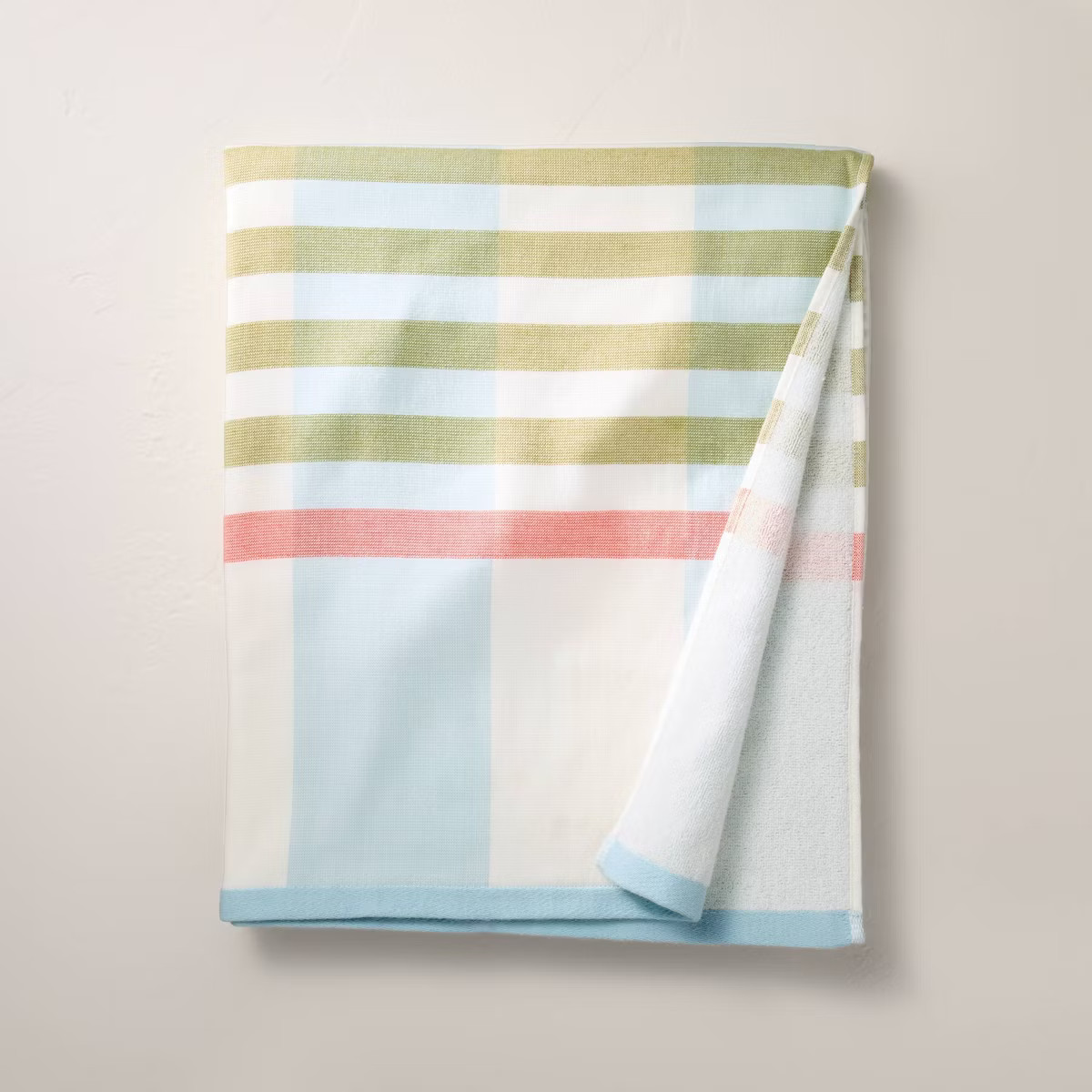 60"x60" Ticking Stripe Oversized Cotton Beach Towel Orange/Cream - Hearth & Hand™ with Magnolia | Target