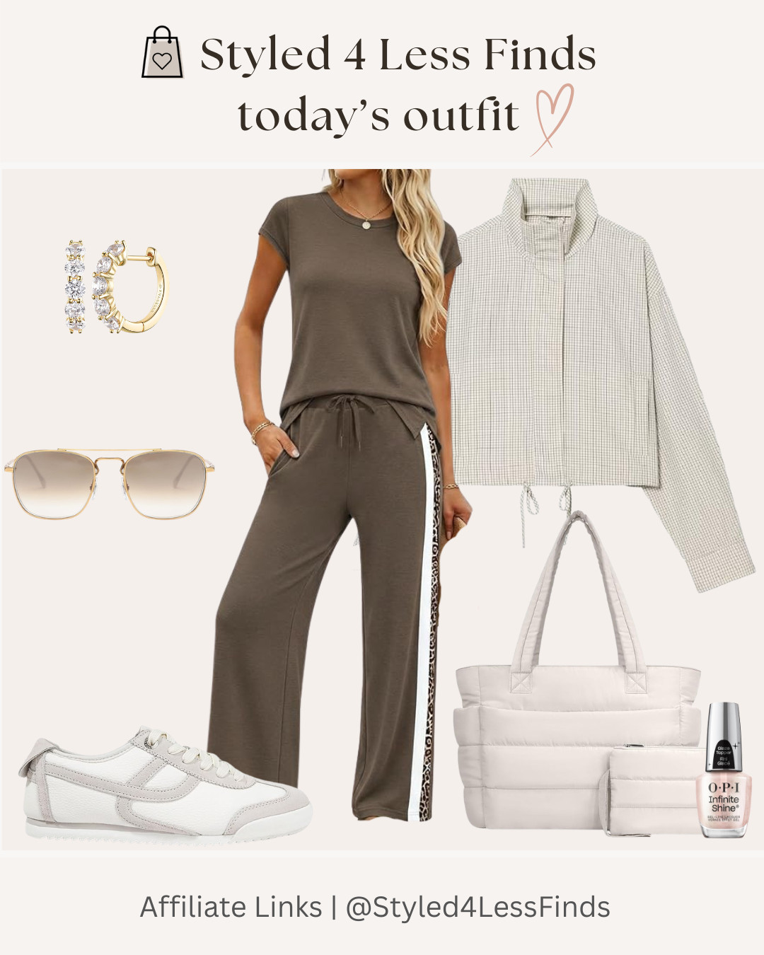 Comfy, chic, and effortlessly put together!

Today's outfit is proof that elevated style doesn't have to be complicated. A matching lounge set paired with crisp white sneakers creates the perfect everyday look, while a lightweight jacket, quilted tote, and simple accessories instantly make it feel polished. Whether you're running errands, traveling, or grabbing coffee with friends, this outfit is as comfortable as it is stylish.

✨ Style Tip: Monochrome outfits always look more elevated. Add contrast with white accessories like sneakers, a tote, or sunglasses to brighten the look and create a fresh, balanced finish. 

 #LTKcanada #LTKsummer #LTKover50style