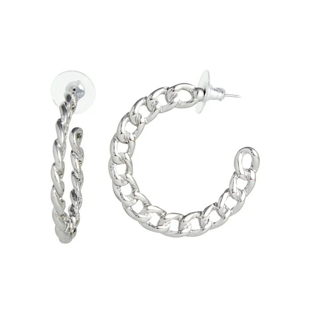Time And Tru Chain Hoop Earrings | Walmart (US)