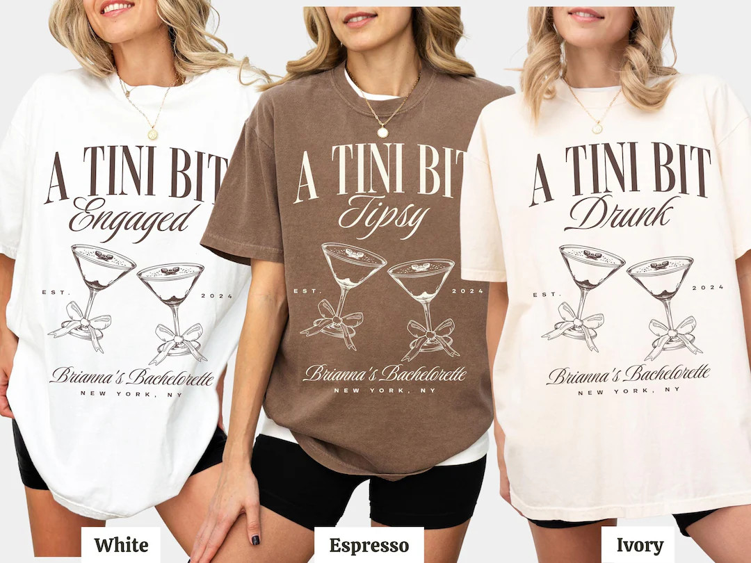 Espresso Martini Bachelorette Party Shirts Martinis and Matrimony Tini Bit Engaged Custom Bridesm... | Etsy (US)