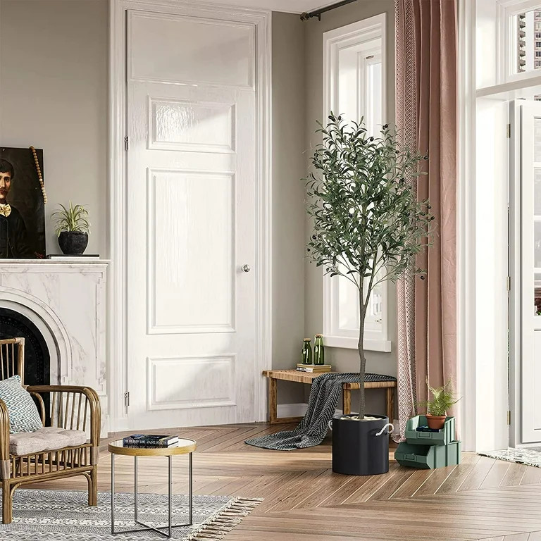 70"Artificial Olive Tree 6ft Tall Fake Potted Olive Silk Tree with Planter Large Faux Olive Branc... | Walmart (US)