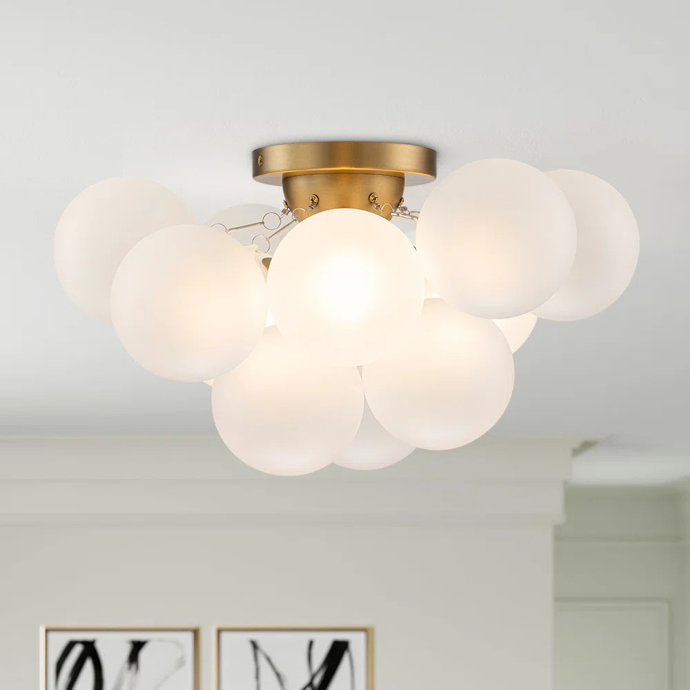 3 - Light Frosted Glass Bubble Sputnik Semi Flush Mount | Wayfair North America