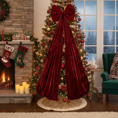 Extra Large 67X16 Inch Velvet Ribbon Bow | Elegant Christmas Tree Topper For Home Decorations, Wedding, Engagement & Party (Burgundy) | Wayfair North America