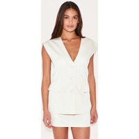 Cream Oversized Tailored Woven Vest Top | PrettyLittleThing US