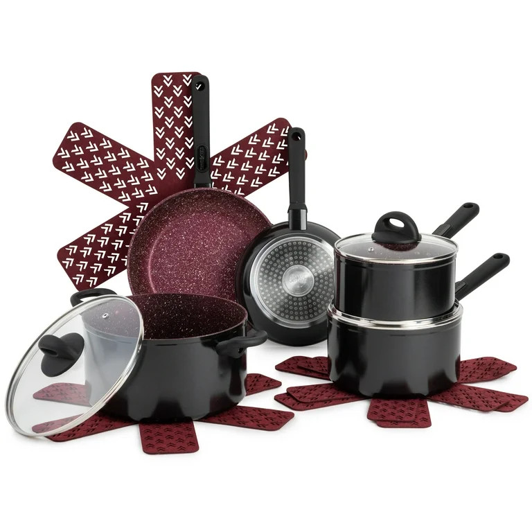 Thyme & Table Non-Stick 12 Piece Cookware Set, Scarlet Red | Walmart (US)