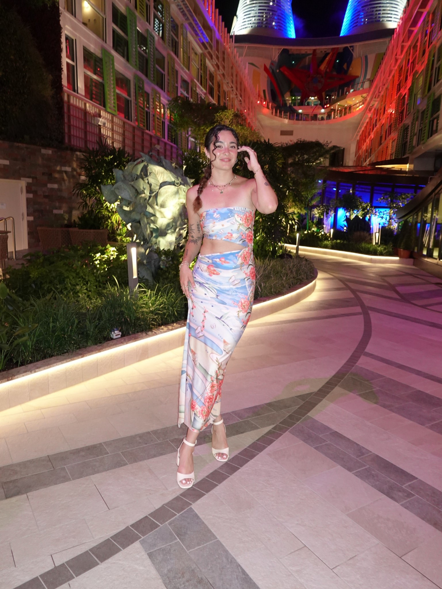 I wore with white heels! I’m 5’11 in size S!