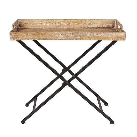 Kate and Laurel Marmora Metal Tray Table with Removable Wood Tray Top | Amazon (US)