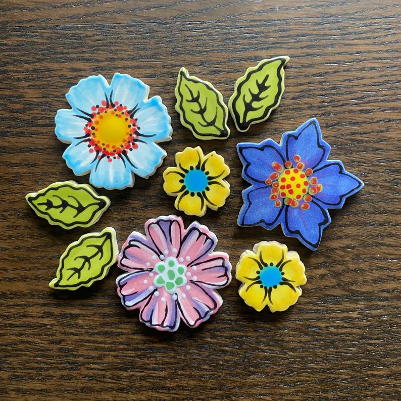 Handmade Mosaic Ceramic Flower Tiles, Mosaic Clay Tile - Etsy | Etsy (US)
