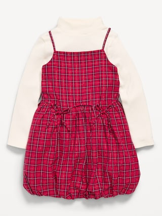 Mock-Neck Top and Plaid Bubble Dress Set for Toddler Girls | Old Navy (US)