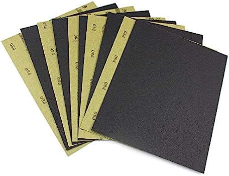 Sandpaper Sheets, 80 Grit Dry Wet Sand Paper, 9 x 11 Inch,Silicon Carbide, for Wood Furniture Finish | Amazon (US)