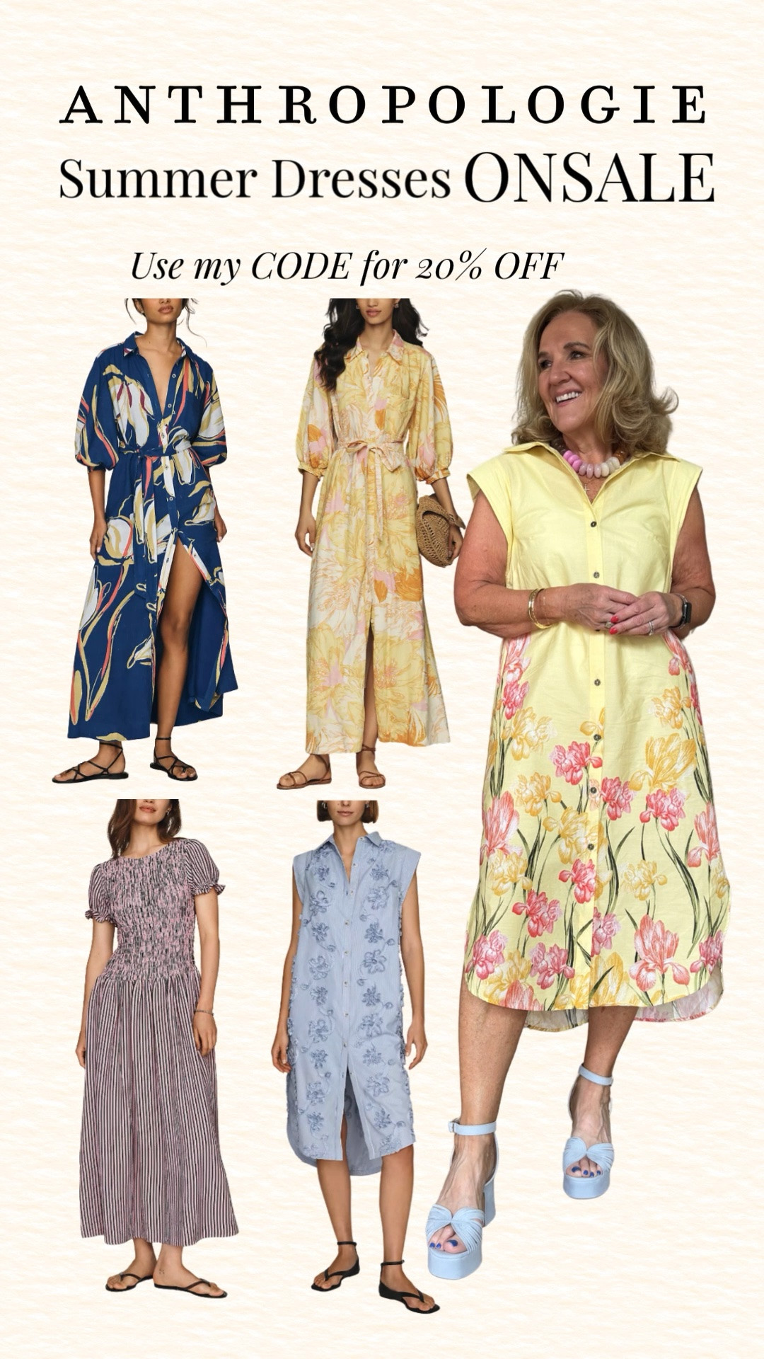 ✨ Save 20% off orders of $100+ with code NANETTE20. It's the perfect time to grab that dress you've been eyeing before the sale ends!

Looking for effortless summer dresses? Anthropologie has so many gorgeous styles, from breezy floral maxis to easy shirt dresses that are perfect for vacations, brunch, weddings, and everyday wear.
💡 LTK MADE EASY ❤️ Heart = Support my posts! 🔖 Save = Get sale & restock alerts 📋 Lists = Keep favorites organized 📲 Share = Send to yourself for later 💬 Comment = Ask me about sizing or my favorites!

#LTKootd #LTKOver40 #LTKSaleAlert