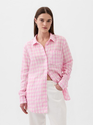 100% Linen Boyfriend Shirt | Gap (CA)