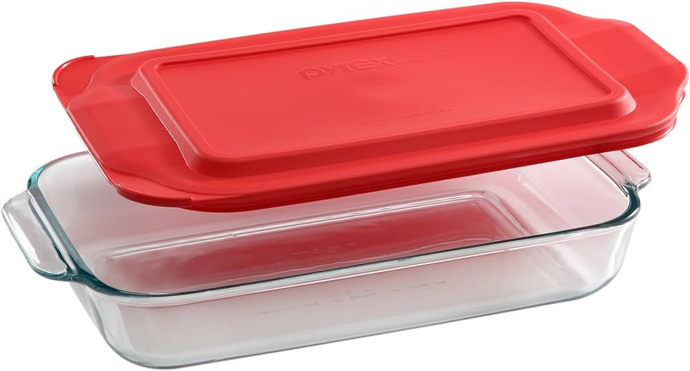 Pyrex Basics 2-Qt Glass Baking Dish with Lid, Tempered Glass Baking Dish with Large Handles, Non-... | Amazon (US)