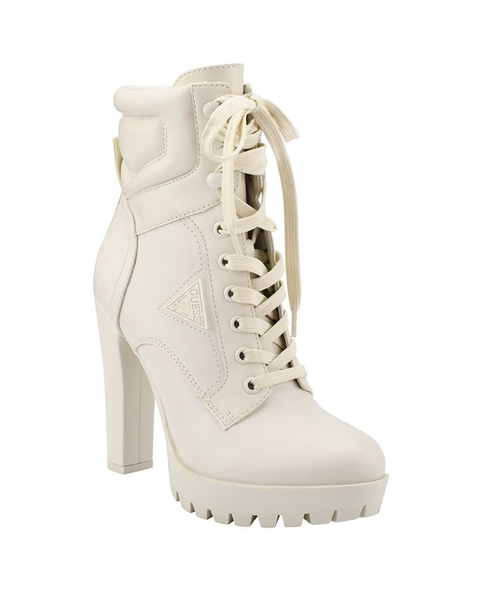 GUESS Women's Talore Heeled Hikers Lug Sole Lace Up Bootie & Reviews - Booties - Shoes - Macy's | Macys (US)