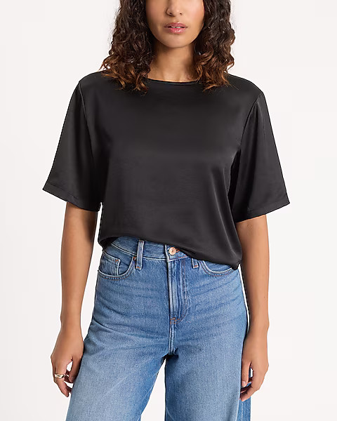 Essential Satin Boxy Tee | Express