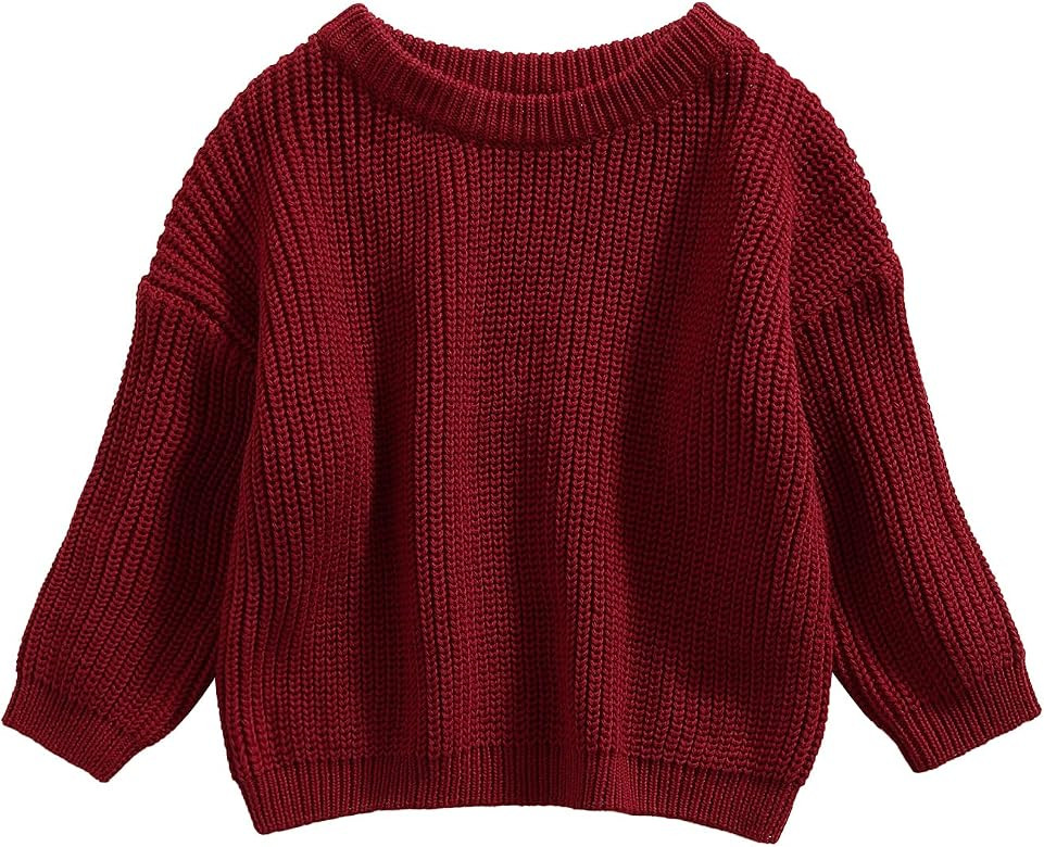Toddler Baby Girl Boys Sweater Round Neck Long Sleeve Candy Color Knitted Pullover Tops Autumn Wi... | Amazon (US)