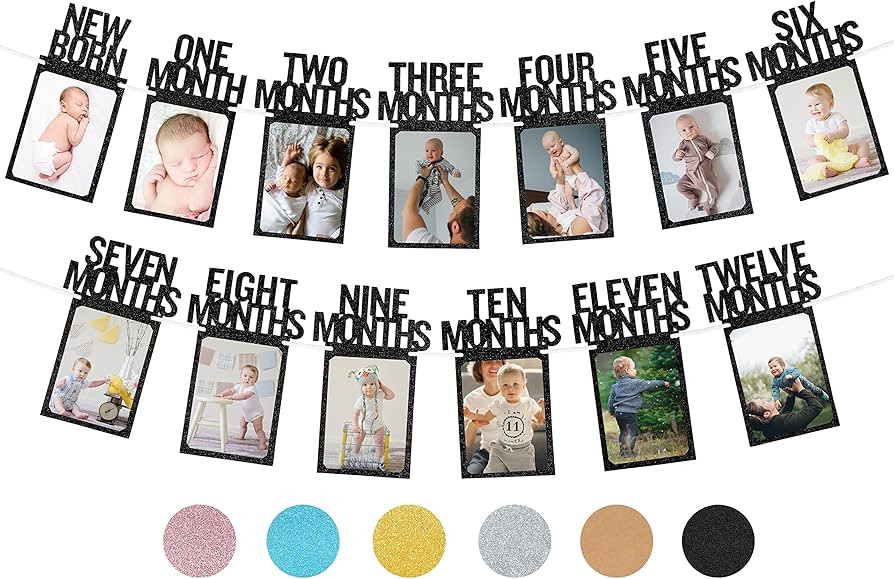 PartyHooman 1st Birthday Photo Banner for Baby from Newborn to 12 Months, First Birthday Decorati... | Amazon (US)