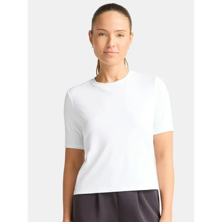 Avia Women's Ribbed Crop Tee with Short Sleeves, Sizes XS-XXXL | Walmart (US)