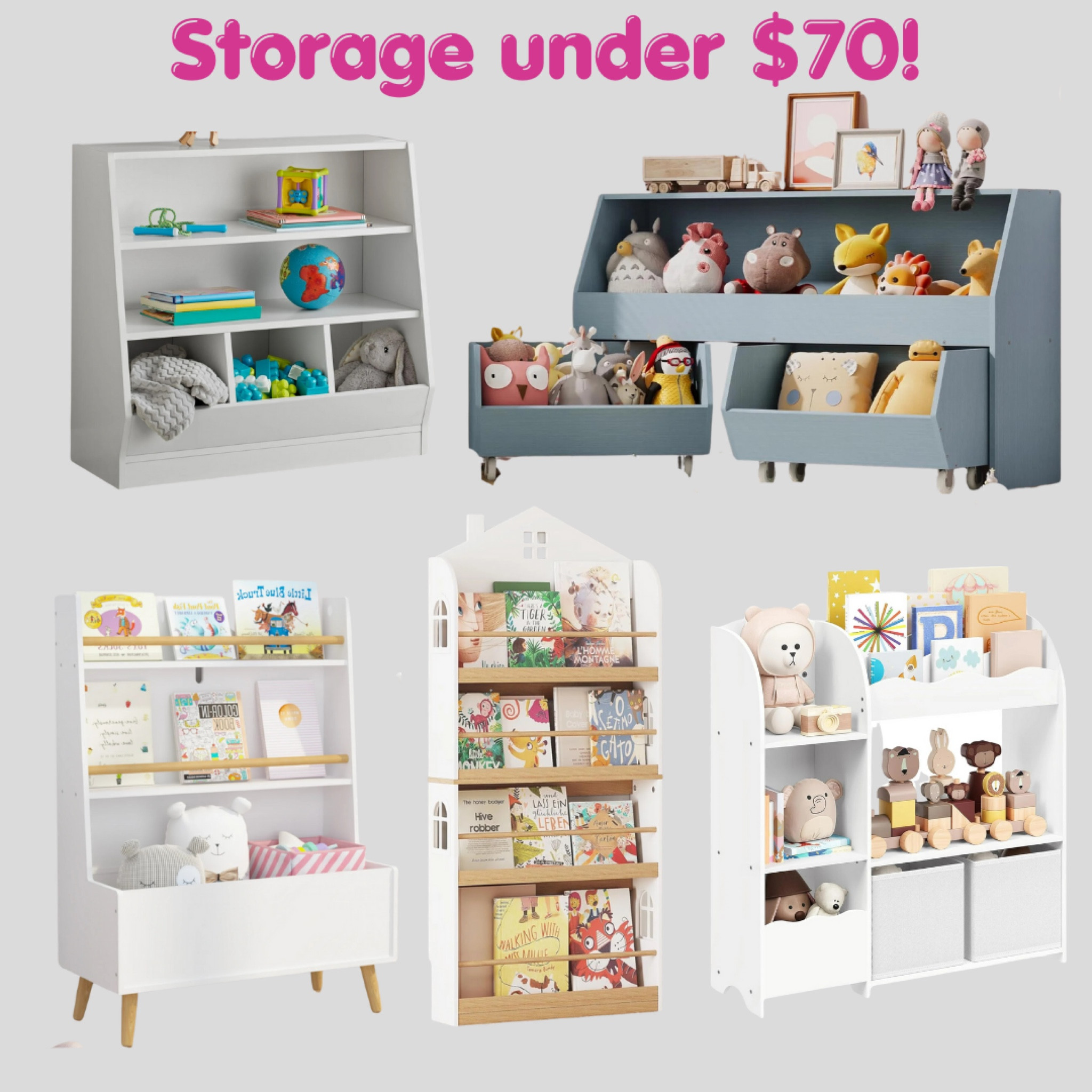 Transform your kids’ space on a budget! Check out these storage finds under $70, featuring a stylish bookrack, functional toy storage bins , and more! Perfect for keeping clutter at bay while creating an organized, kid-friendly room. 

#LTKFamily #LTKHome #LTKKids