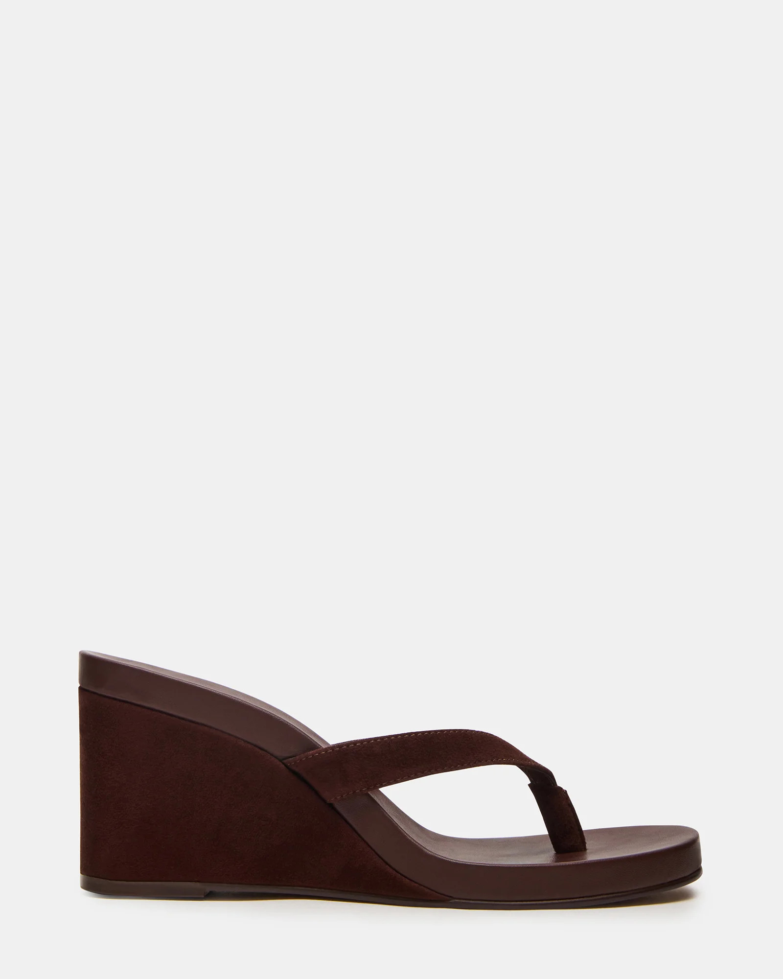 PLAYING Brown Suede Thong Wedge Women's Sandal | Steve Madden (US)