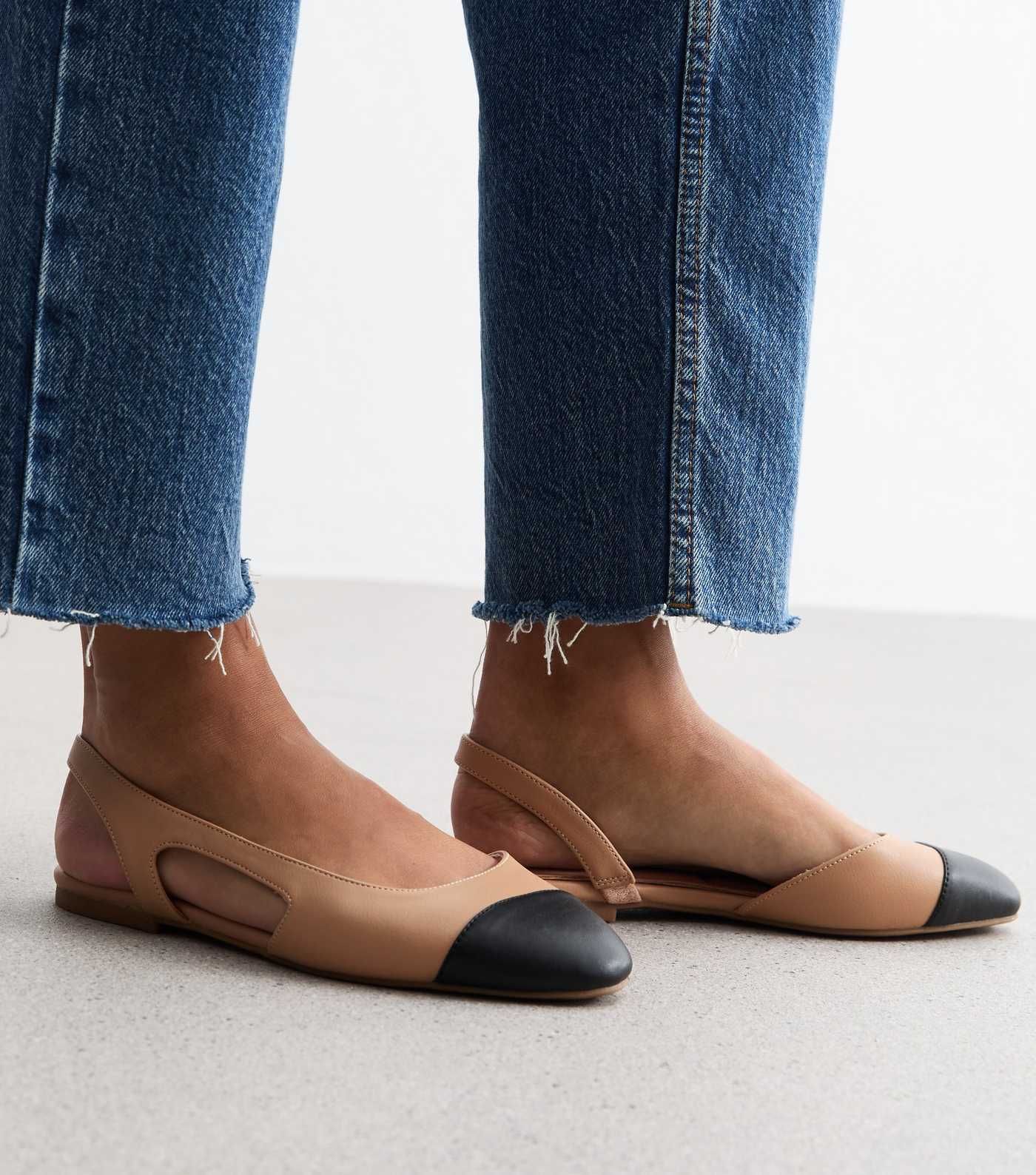 Camel Contrast Toe Cap Slingback Shoes | New Look | New Look (UK)