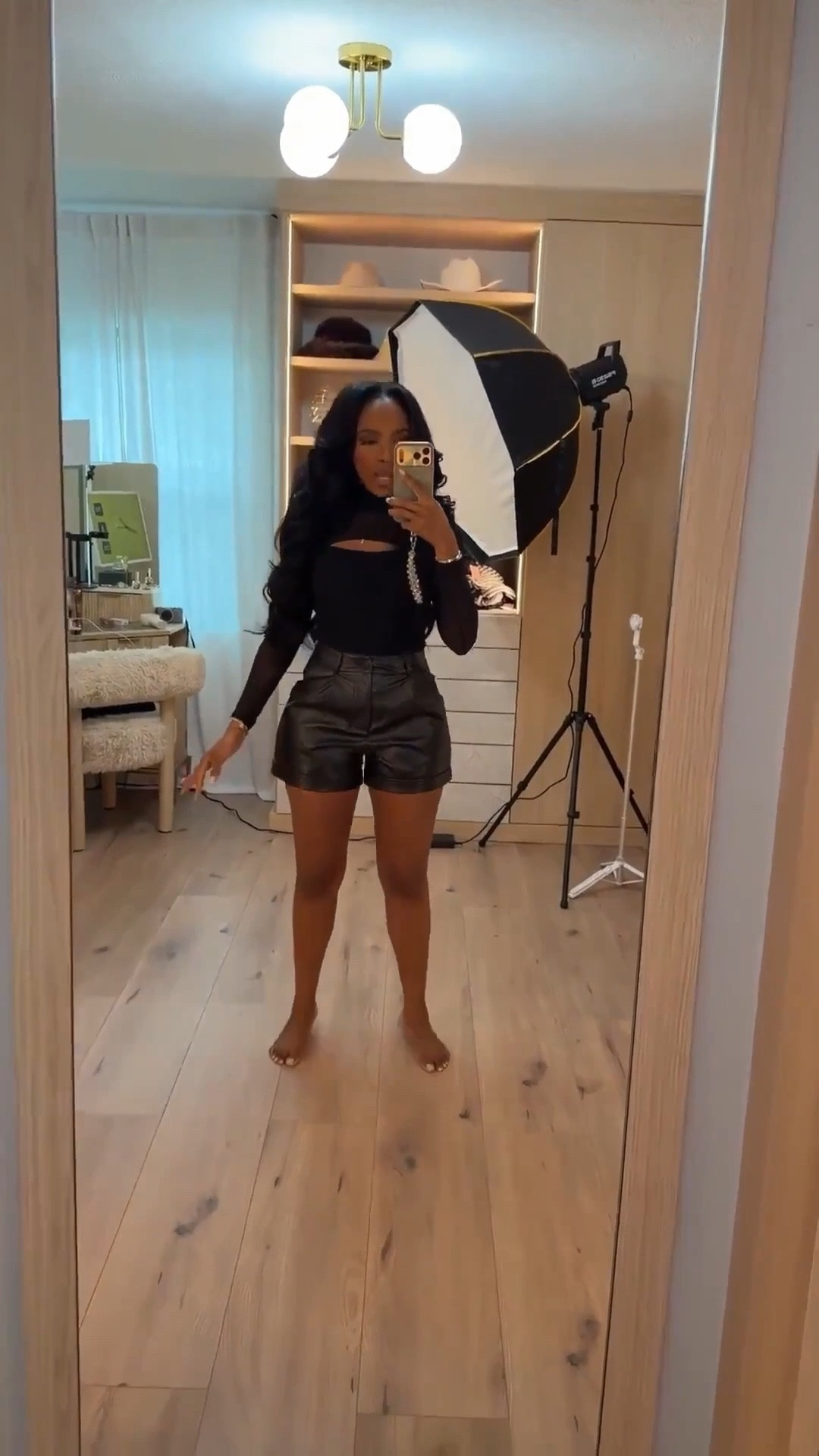 ✨ An elevated twist on the classic all-black look

A fitted long-sleeve paired with faux-leather shorts creates a sleek, modern silhouette that feels effortless yet intentional. The contrast between the smooth top and soft sheen of the shorts adds just enough edge, making this an easy go-to you’ll keep reaching for. Simple pieces like this restyle beautifully, so the cost per wear keeps getting better.

Perfect for:
• Casual nights out
• Weekend plans
• Chic daytime errands

📏 Sizing:
Top: Small
Bottoms: Small

Measurements:
5’4” · 138 lbs · 34D · 27” waist · 40” hips

Save this post for later.

All-black outfit inspiration, faux-leather shorts styling, elevated everyday basics, sleek minimal looks, chic casual outfits for women.

Follow me on Instagram and YouTube @kirasfashionfinds

