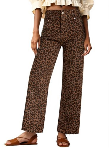 Cicy Bell Womens High Waisted Cropped Jeans Straight Leg Raw Hem Denim Pant | Amazon (US)