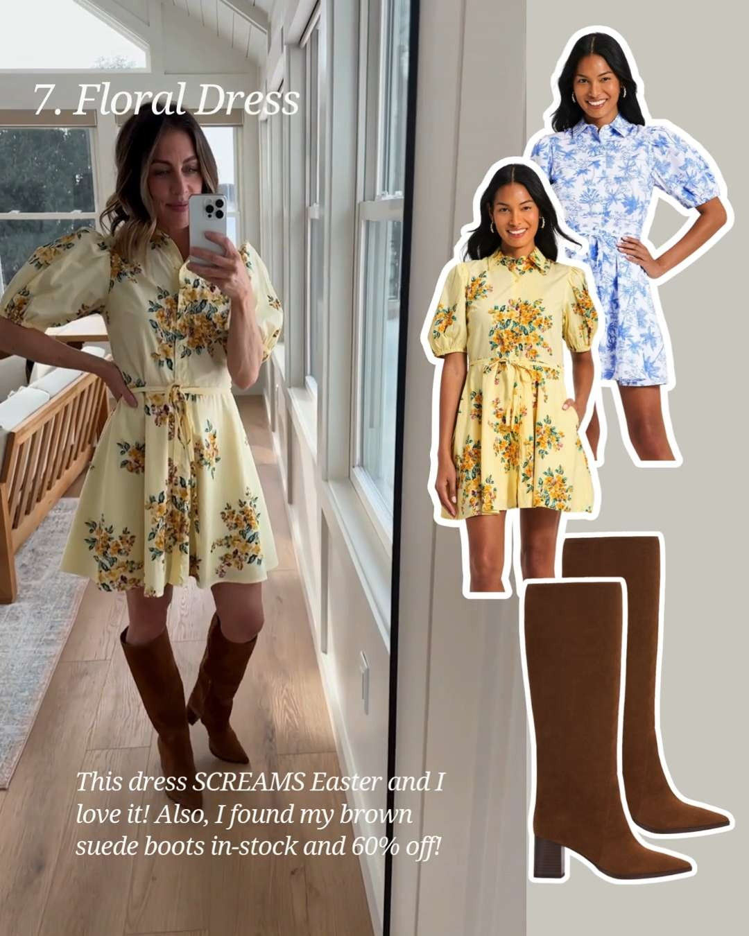 This floral dress just screams spring events like Easter, bridal & baby showers. I also found my boots in stock & on sale! 

 #LTKSeasonal #LTKSaleAlert #LTKPetite