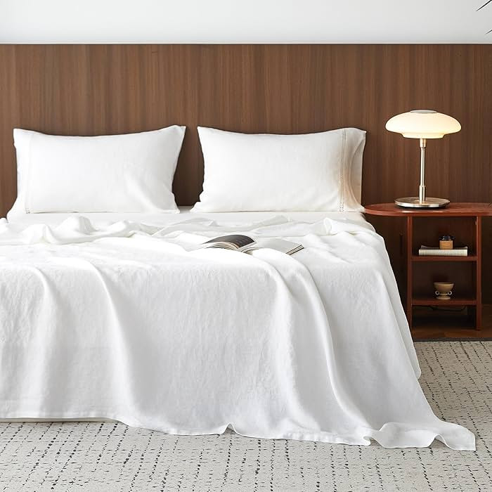 Simple&Opulence 100% Washed Linen Sheet Set-Natural French Flax Bed Sheet-4 Pc Breathable Soft Bo... | Amazon (US)