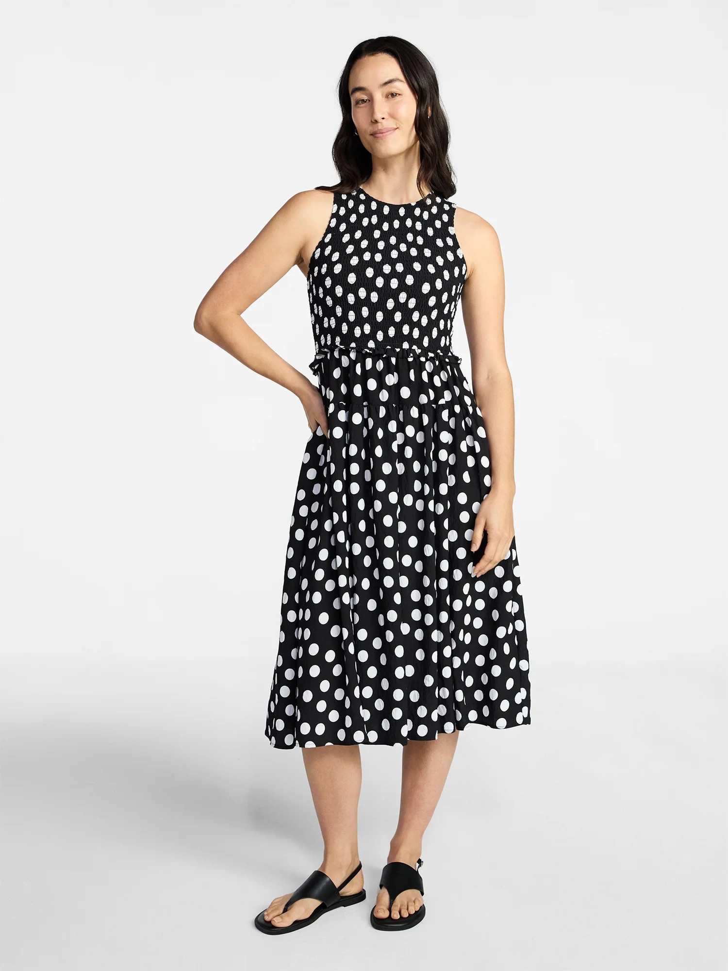 Time and Tru Women's Sleeveless Smocked Midi Dress, Sizes XS-XXXL | Walmart (US)