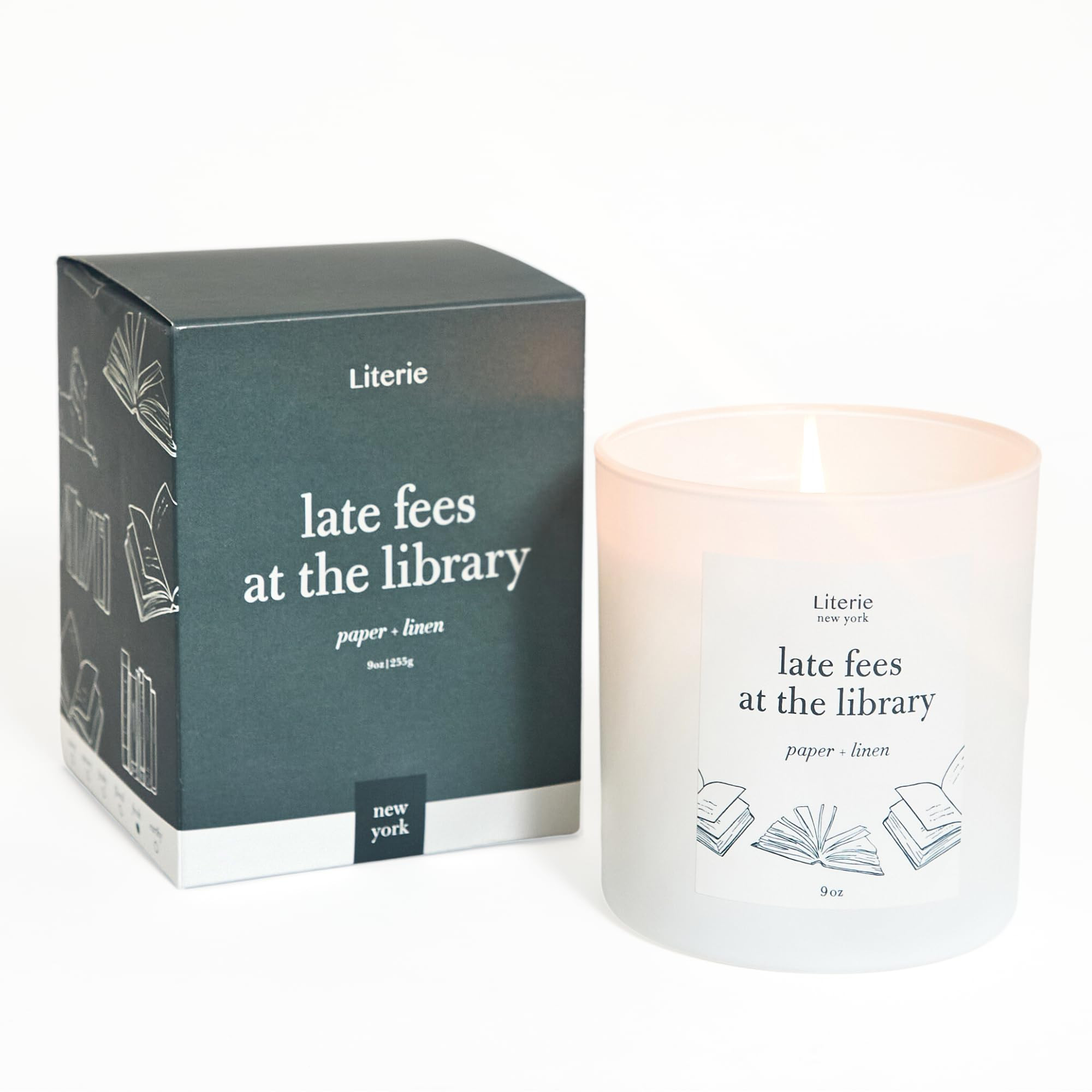 NYC Inspired Scented Candle: Late Fees at The Library - Paper & Linen Scent, 9oz, 50 Hour Burn, V... | Amazon (US)