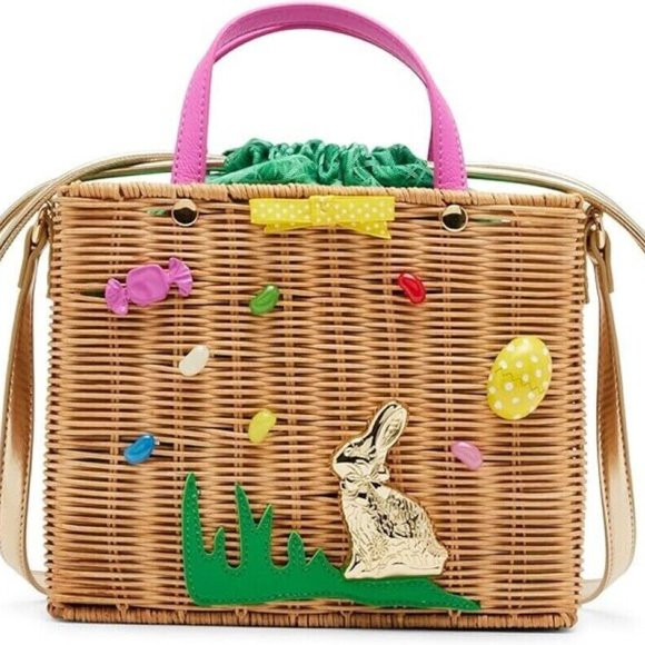 Betsey Johnson Kitsch Easter Bunny Straw Picnic Basket Shoulder Bag New Sealed | Poshmark