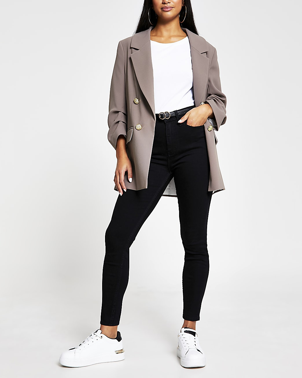 Petite black high waisted skinny jeans | River Island (UK & IE)