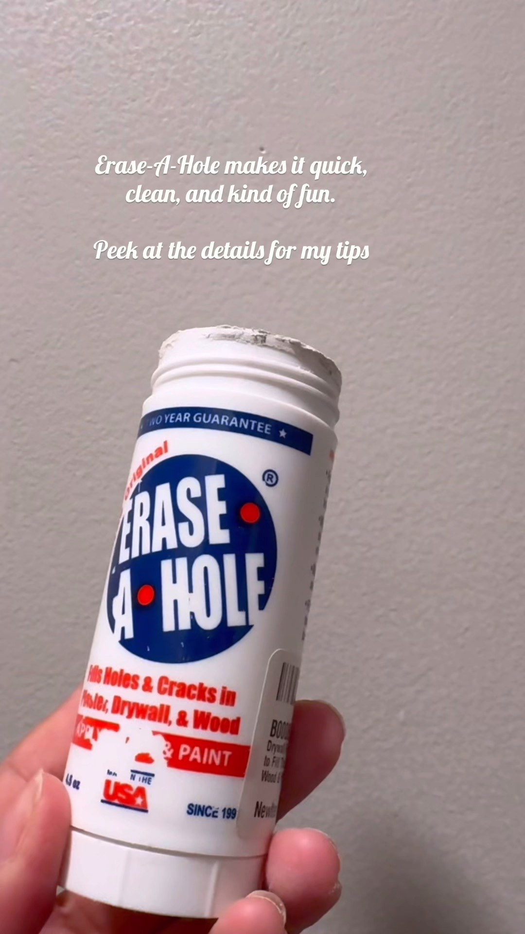 Erase-A-Hole makes it quick, clean, and kind of fun.

Erase-A-Hole makes it quick, clean, and kind of fun. Usually, a slightly damp sponge is all you need to smooth out Erase-A-Hole, no sanding necessary.

#LTKFindsUnder50 #LTKHome