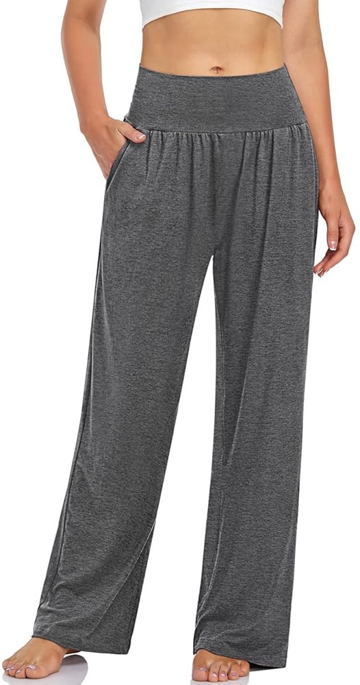 UEU Women's Casual Loose Wide Leg Cozy Pants Yoga Sweatpants Comfy High Waisted Sports Athletic L... | Amazon (US)