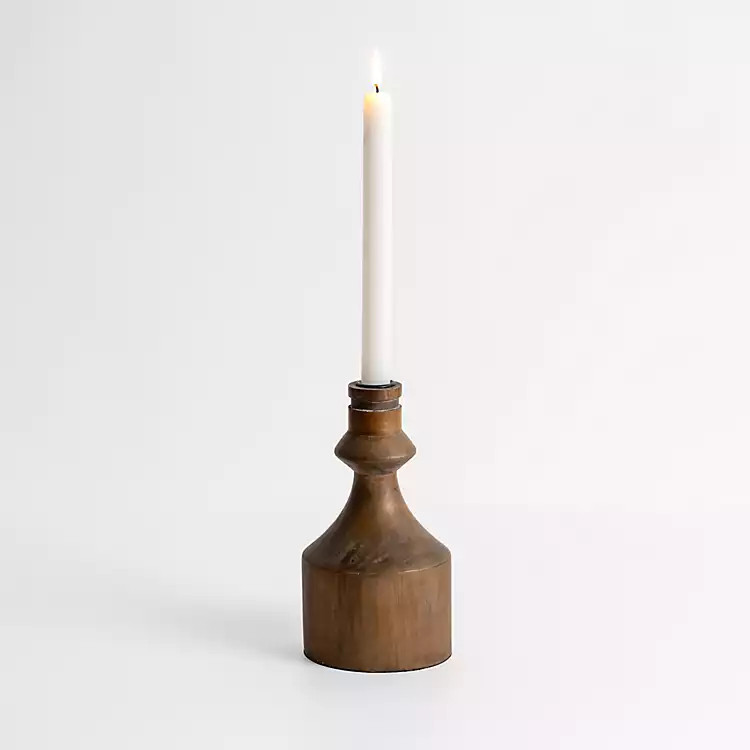 New! Dark Eucalyptus Wood Taper Candle Holder, 8 in. | Kirkland's Home