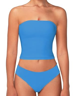 Sunzel Women’s Strapless Sexy Tube Top Double Lined Sleeveless Crop Top Summer Basic Bandeau To... | Amazon (US)