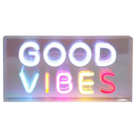 Urban Shop LED Neon Good Vibes Light-up Iridescent Acrylic Box, Multicolor | Walmart (US)