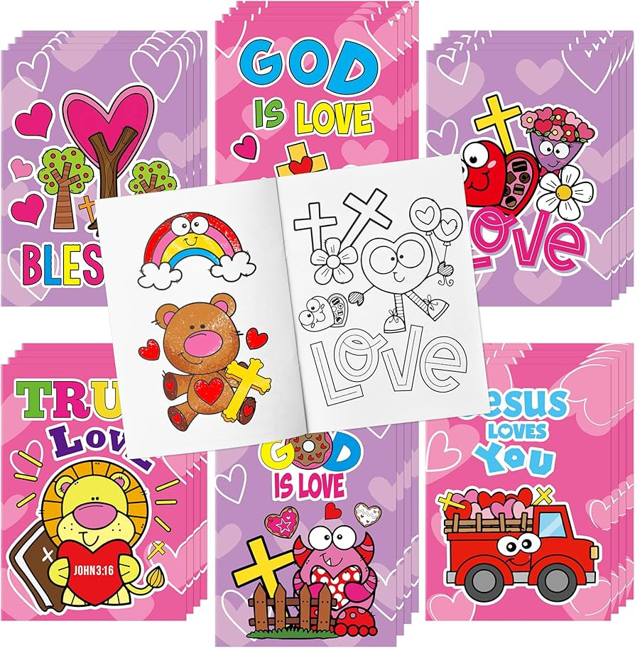 Valentine’s Day Coloring Books for Kids - 24Pcs Bulk Christian Theme Mini Coloring Booklet DIY ... | Amazon (US)