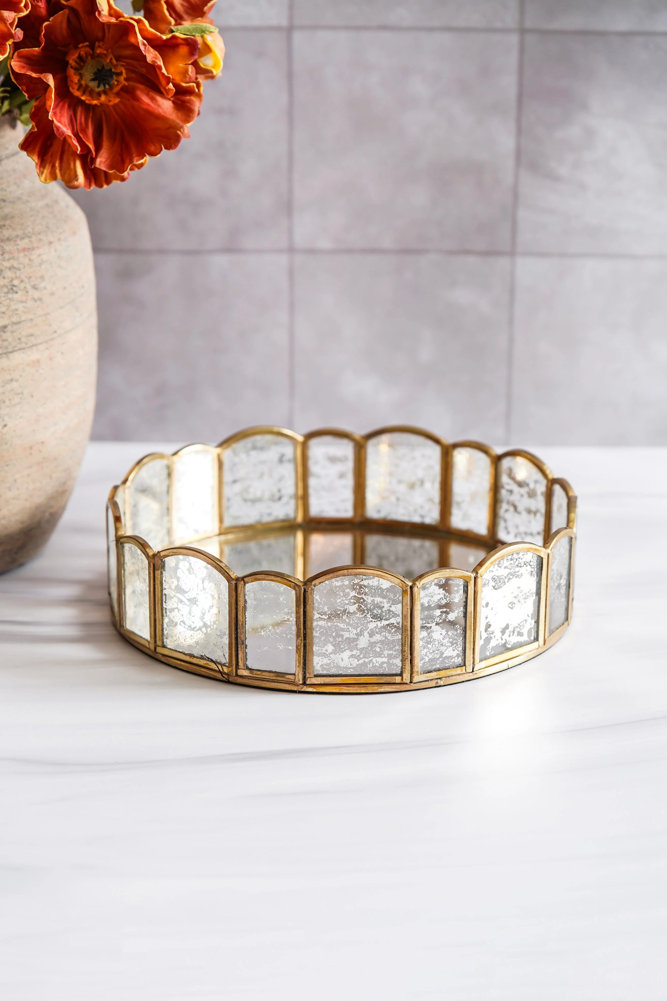 Brass & Glass Mirror Tray | MJHome