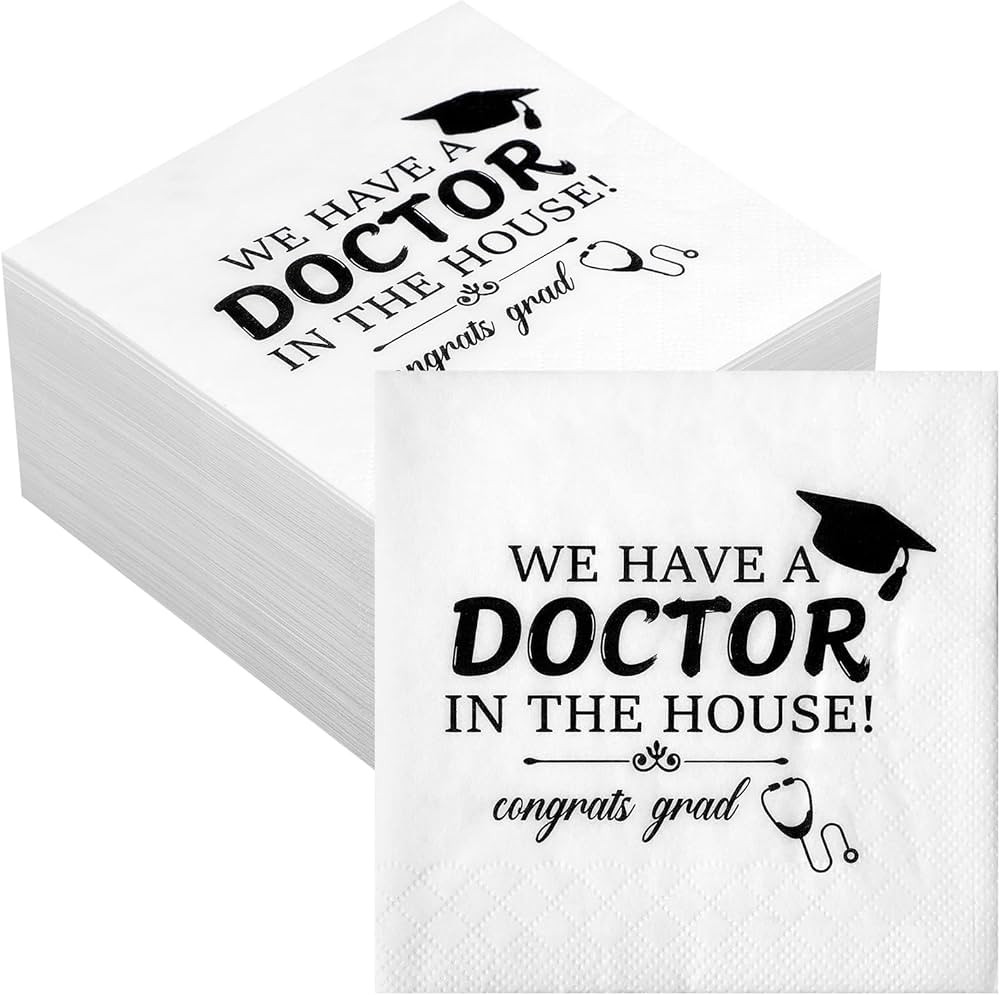 Jetec We Have a Doctor at Home Napkins 100 Pack White and Black Doctor Graduation Cocktail Napkin... | Amazon (US)