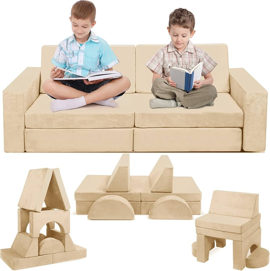 Modular Kids Play Couch, 10PCS Child Sectional Sofa Imaginative Furniture Play Set for Creative K... | Amazon (US)