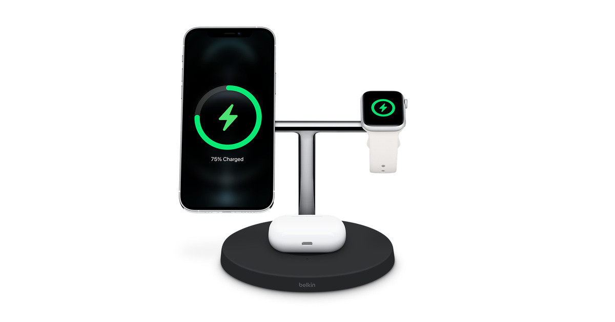 Belkin BOOST↑CHARGE PRO 3-in-1 Wireless Charger with MagSafe - Black | Apple (US)