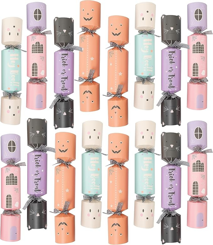 24 Packs Cute Pastel Halloween Crackers DIY Halloween No-snap Party Favors Cat Ghost Pumpkin Hunt... | Amazon (US)