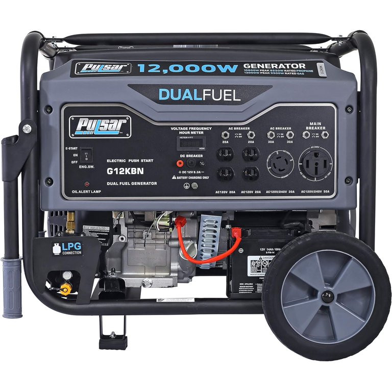Pulsar 12,000W Dual Fuel Portable Generator in Space Gray with Electric Start, G12KBN | Walmart (US)