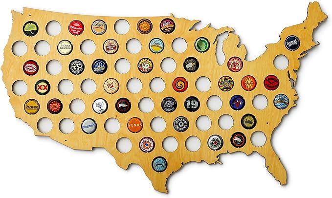 USA Beer Cap Map - Skyline Workshop - beautiful maple wood - Beer Cap Holder - Fun Unique Gift | Amazon (US)