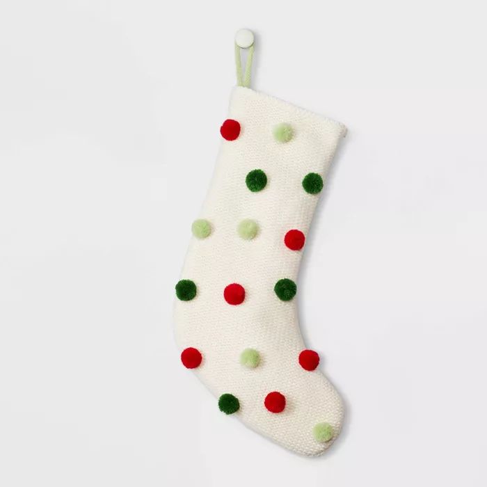 Puckered Pompom Christmas Stocking Ivory - Wondershop™ | Target