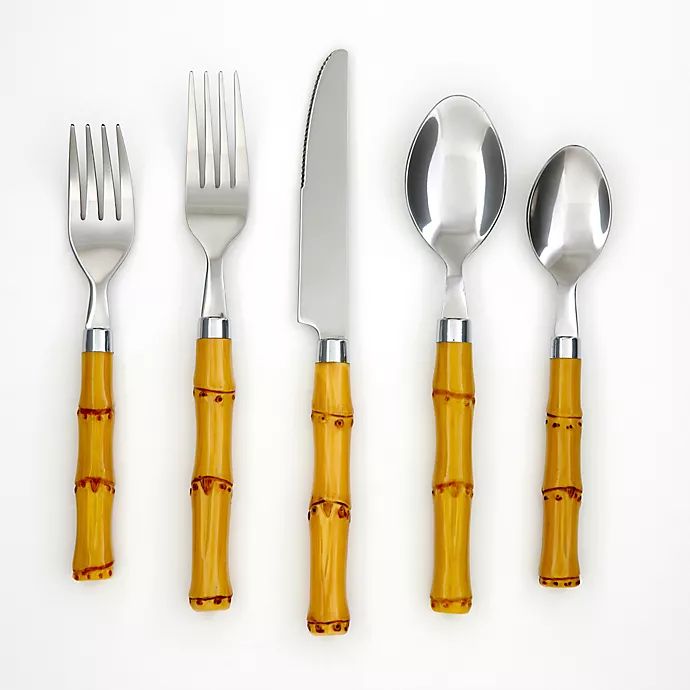 Cambridge® Silversmiths Natural Bamboo-Style 20-Piece Flatware Set in Brown | Bed Bath & Beyond