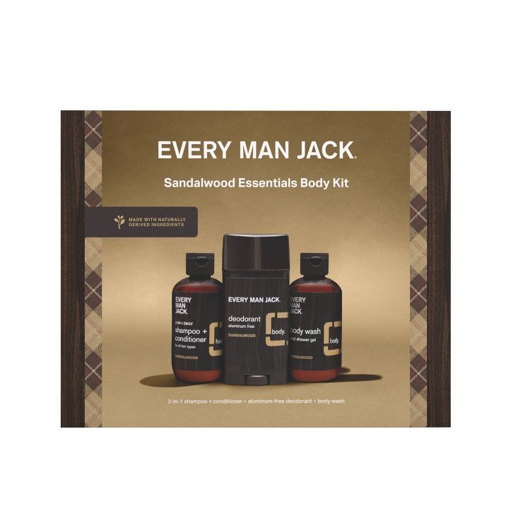 Every Man Jack Men's Sandalwood Essentials Body Kit - Cleanse & Hydrate - Body Wash, 2-in-1 Shamp... | Target